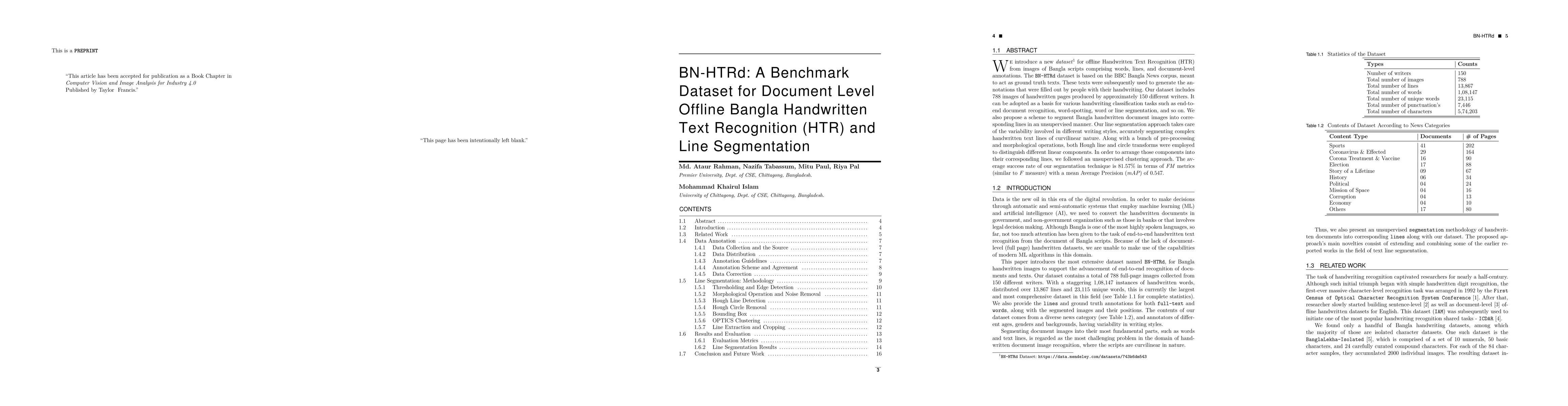 Thumbnail for BN-HTRd: A Benchmark Dataset for Document Level Offline Bangla
  Handwritten Text Recognition (HTR) and Line Segmentation