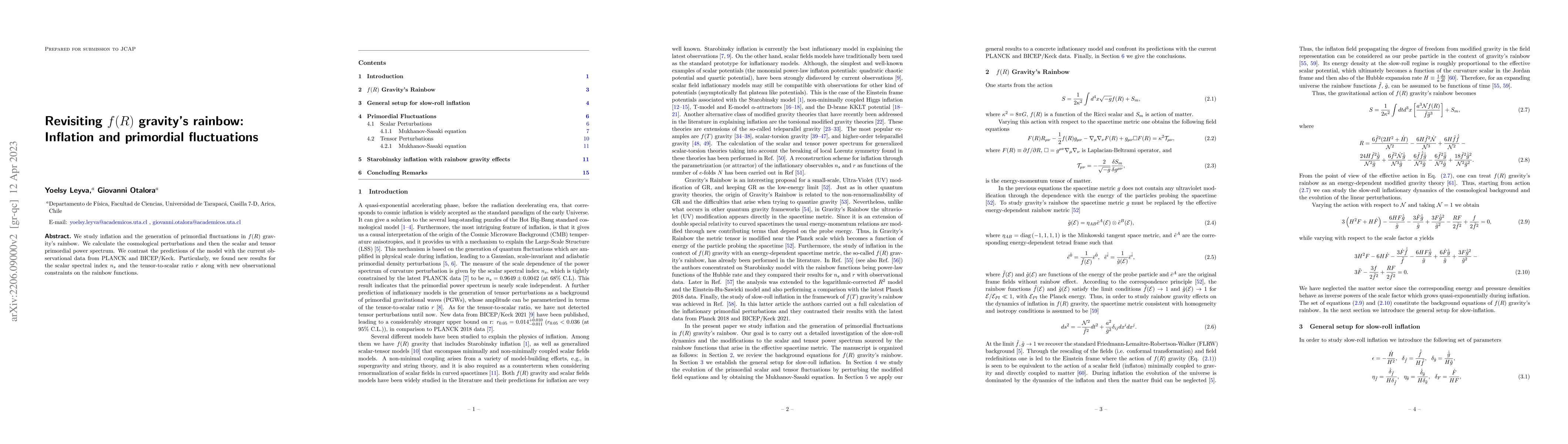 Thumbnail for Revisiting $f(R)$ gravity's rainbow: Inflation and primordial
  fluctuations