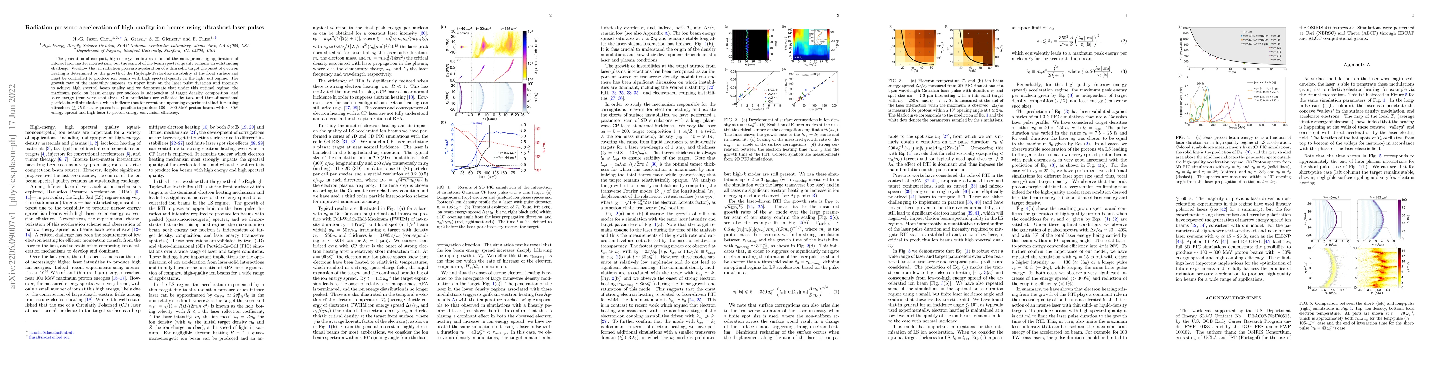 Thumbnail for Radiation pressure acceleration of high-quality ion beams using
  ultrashort laser pulses