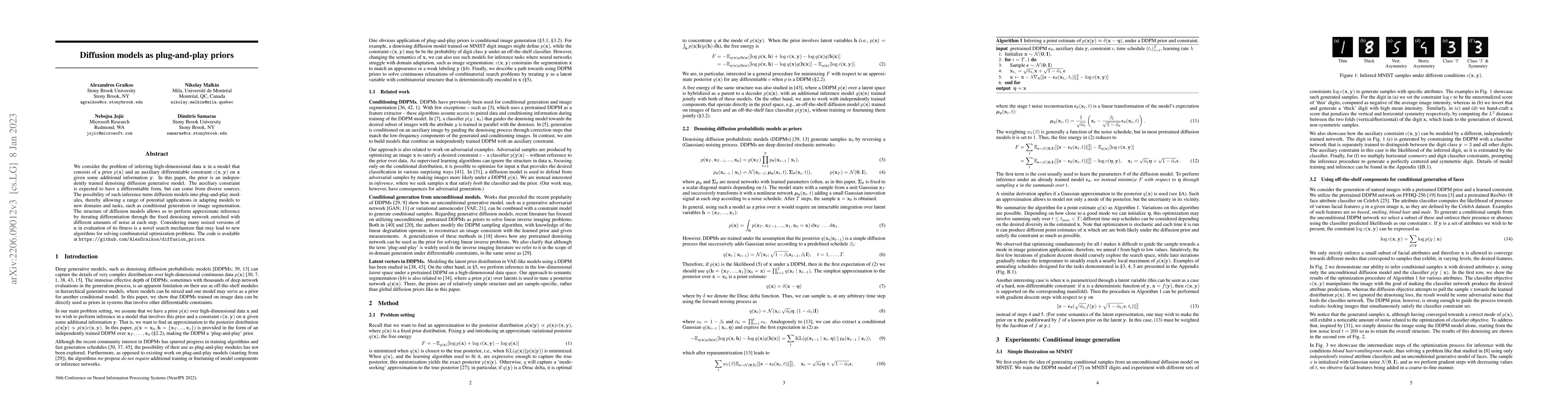 Thumbnail for Diffusion models as plug-and-play priors