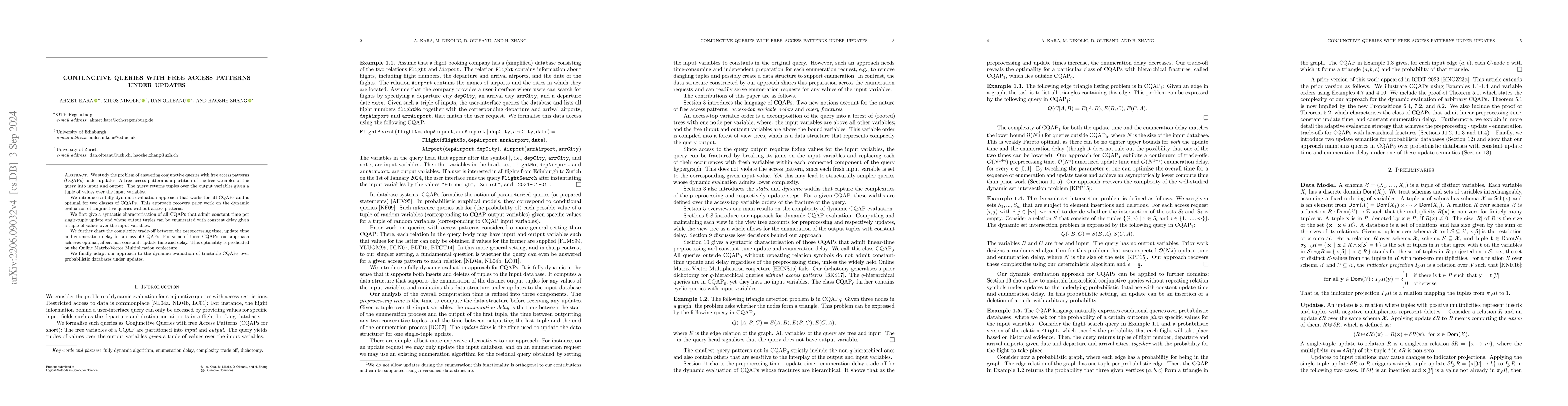 Thumbnail for Conjunctive Queries with Free Access Patterns under Updates