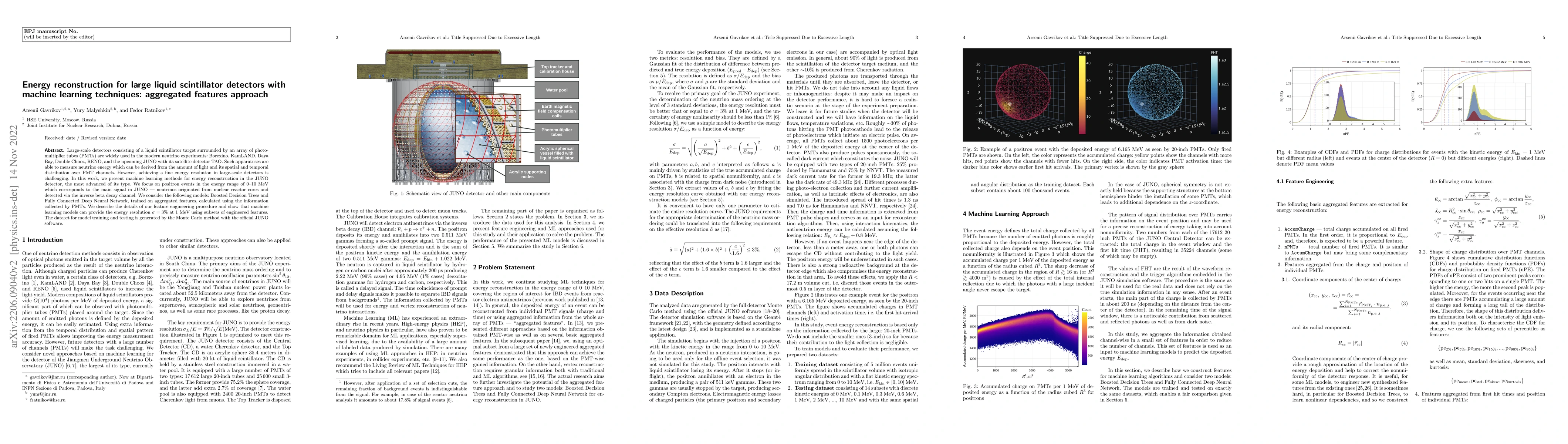 Thumbnail for Energy reconstruction for large liquid scintillator detectors with
  machine learning techniques: aggregated features approach
