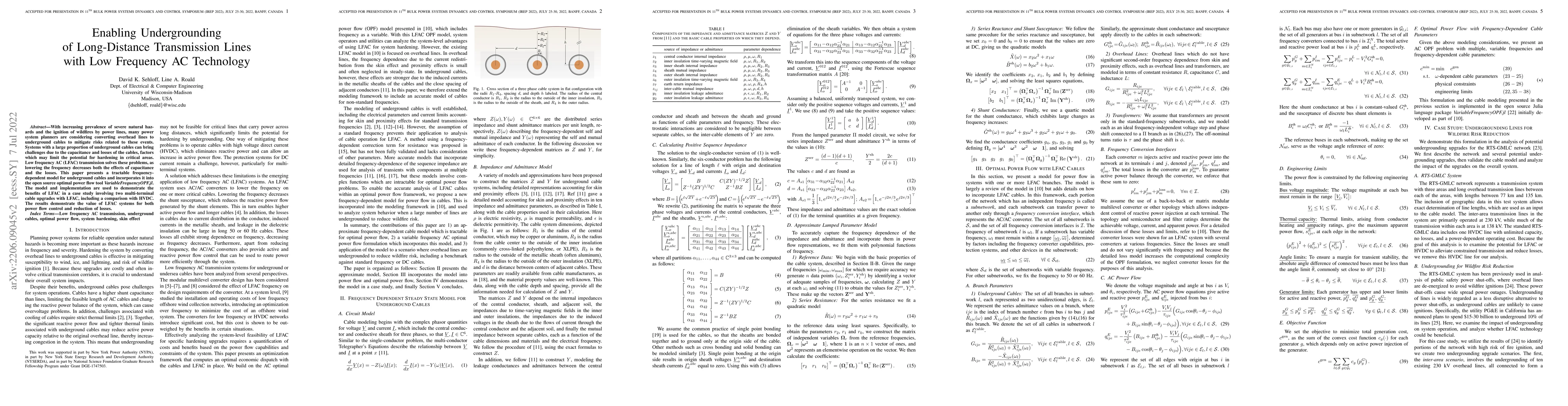 Thumbnail for Enabling Undergrounding of Long-Distance Transmission Lines with Low
  Frequency AC Technology