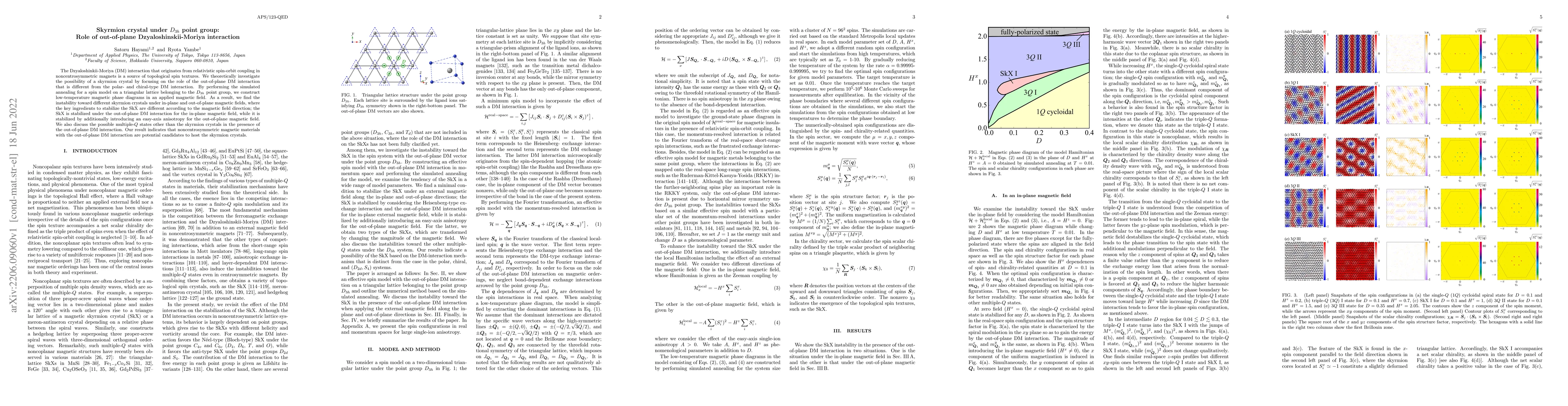 Thumbnail for Skyrmion crystal under $D_{3h}$ point group: Role of out-of-plane
  Dzyaloshinskii-Moriya interaction