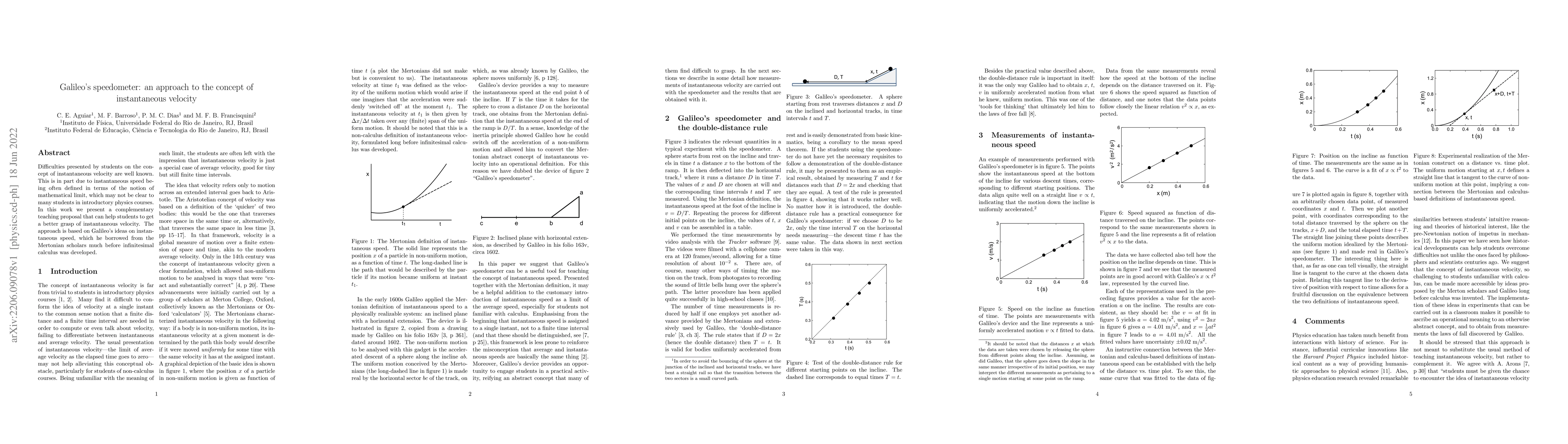 Thumbnail for Galileo's speedometer: an approach to the concept of instantaneous
  velocity