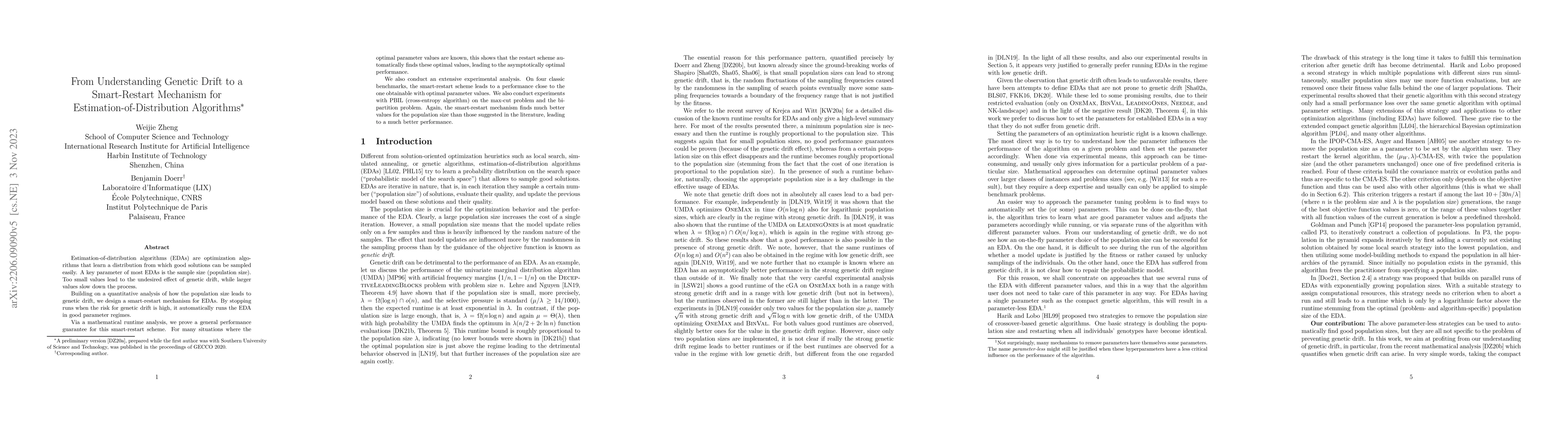 Thumbnail for From Understanding Genetic Drift to a Smart-Restart Mechanism for
  Estimation-of-Distribution Algorithms