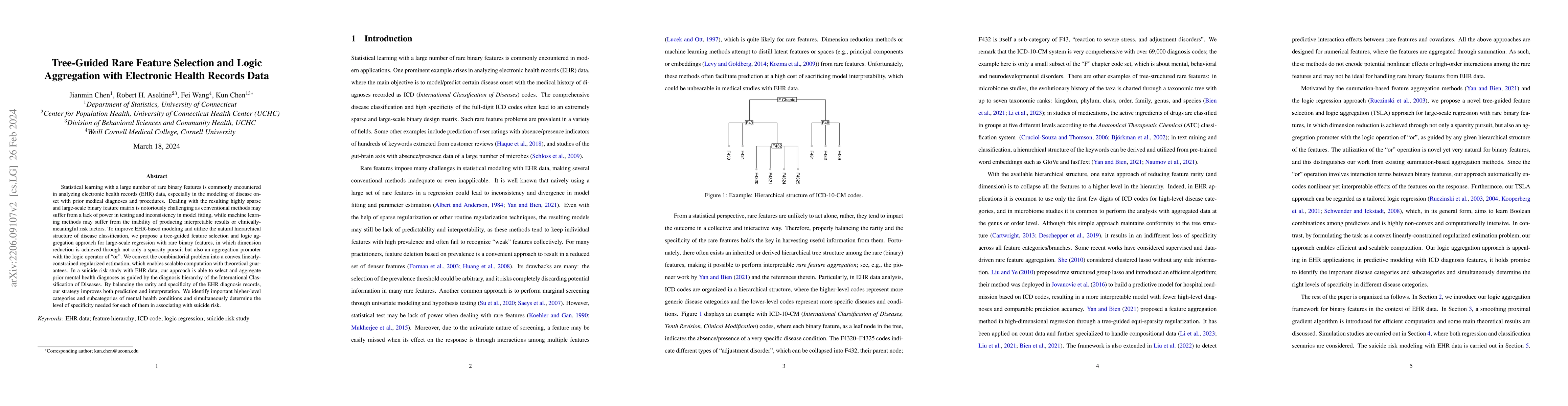 Thumbnail for Tree-Guided Rare Feature Selection and Logic Aggregation with Electronic
  Health Records Data