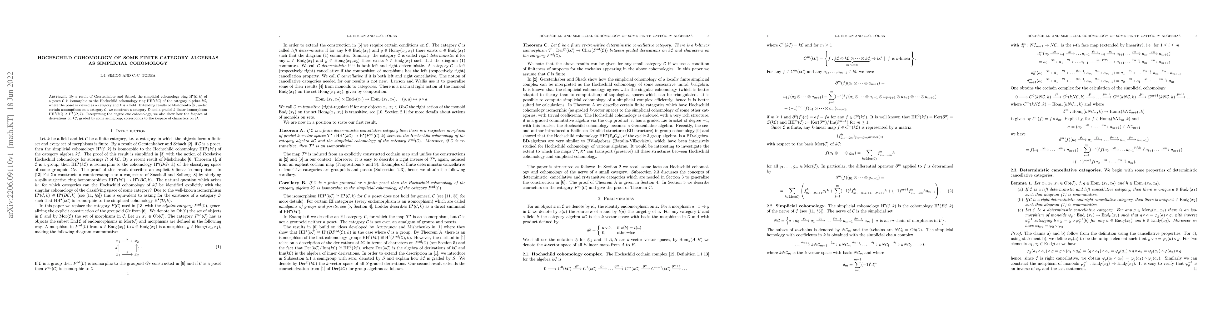 Thumbnail for Hochschild cohomology of some finite category algebras as simplicial
  cohomology