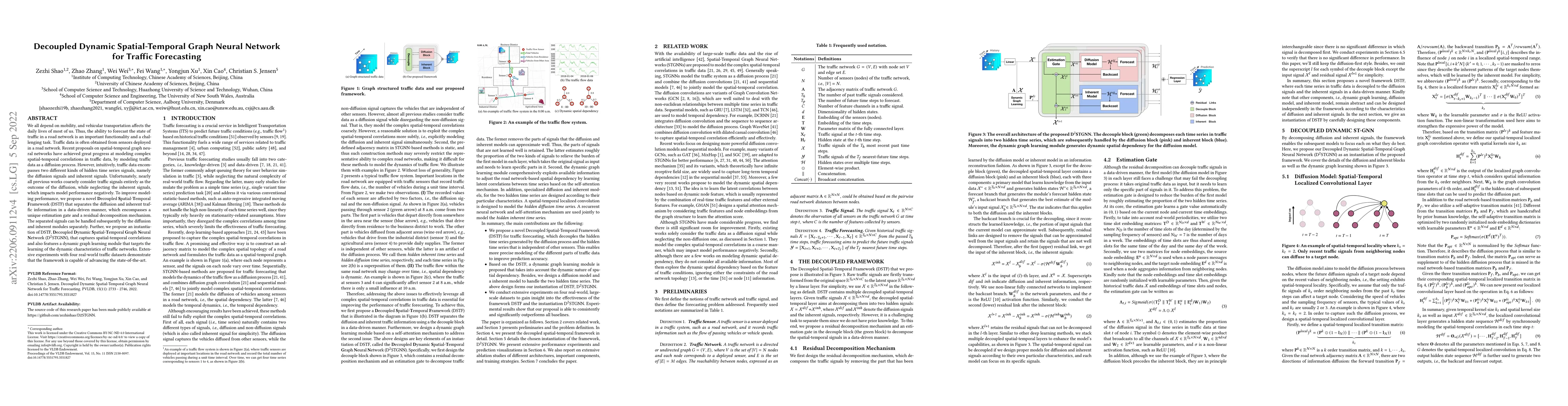 Thumbnail for Decoupled Dynamic Spatial-Temporal Graph Neural Network for Traffic
  Forecasting
