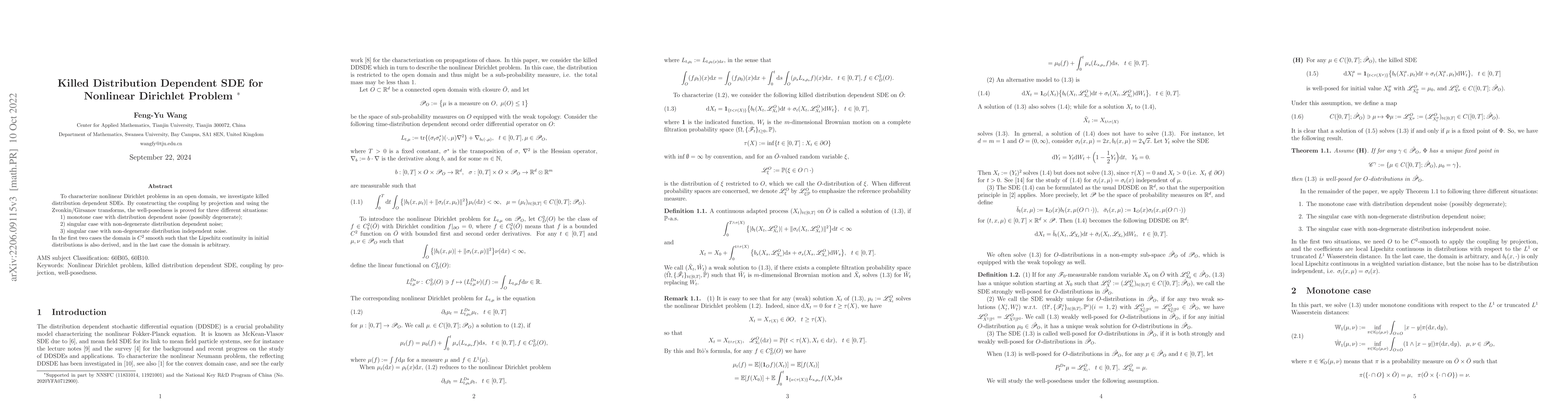 Thumbnail for Killed Distribution Dependent SDE for Nonlinear Dirichlet Problem