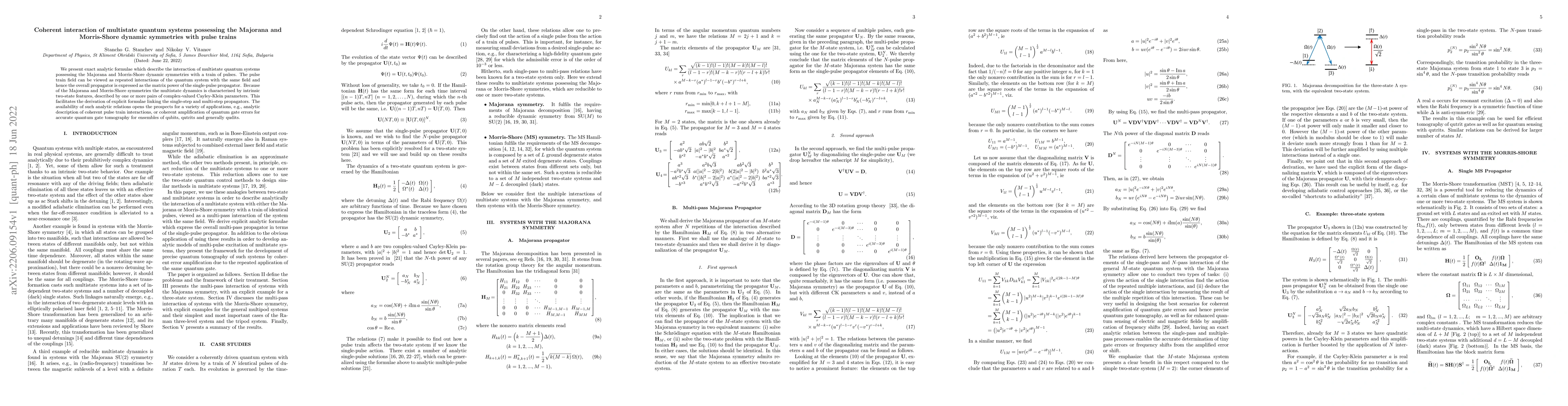 Thumbnail for Coherent interaction of multistate quantum systems possessing the
  Majorana and Morris-Shore dynamic symmetries with pulse trains