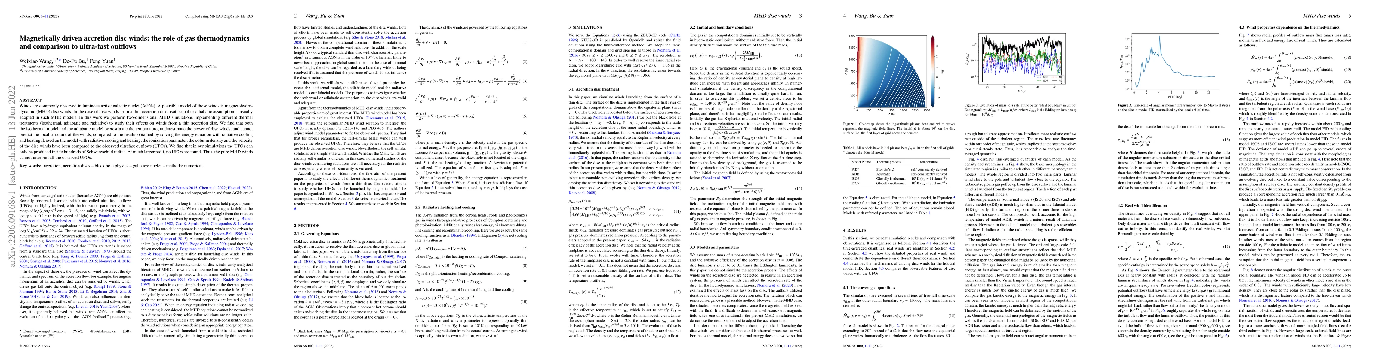 Thumbnail for Magnetically driven accretion disc winds: the role of gas thermodynamics
  and comparison to ultra-fast outflows