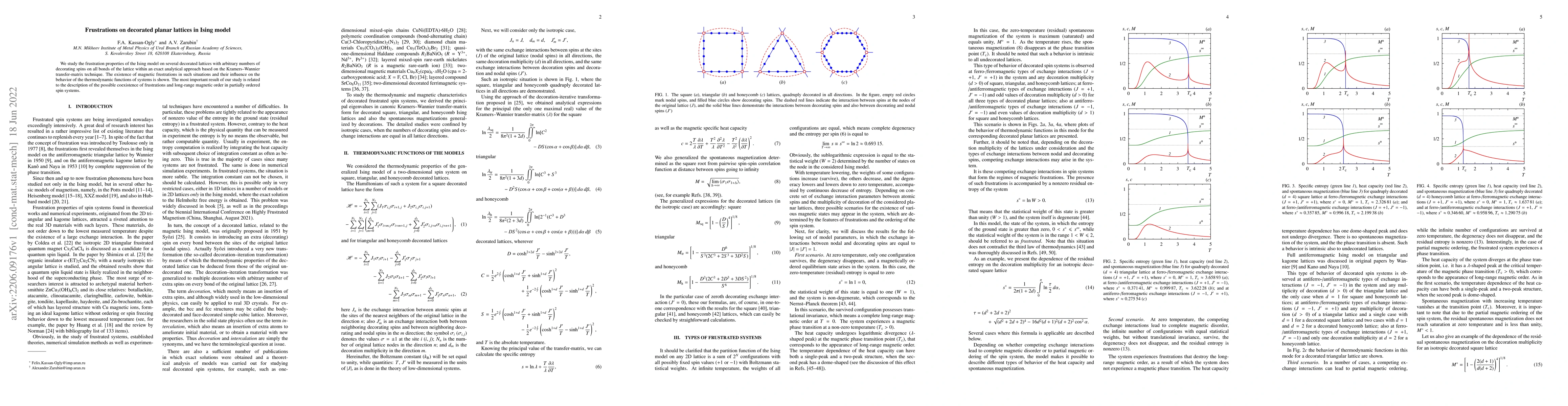 Thumbnail for Frustrations on decorated planar lattices in Ising model