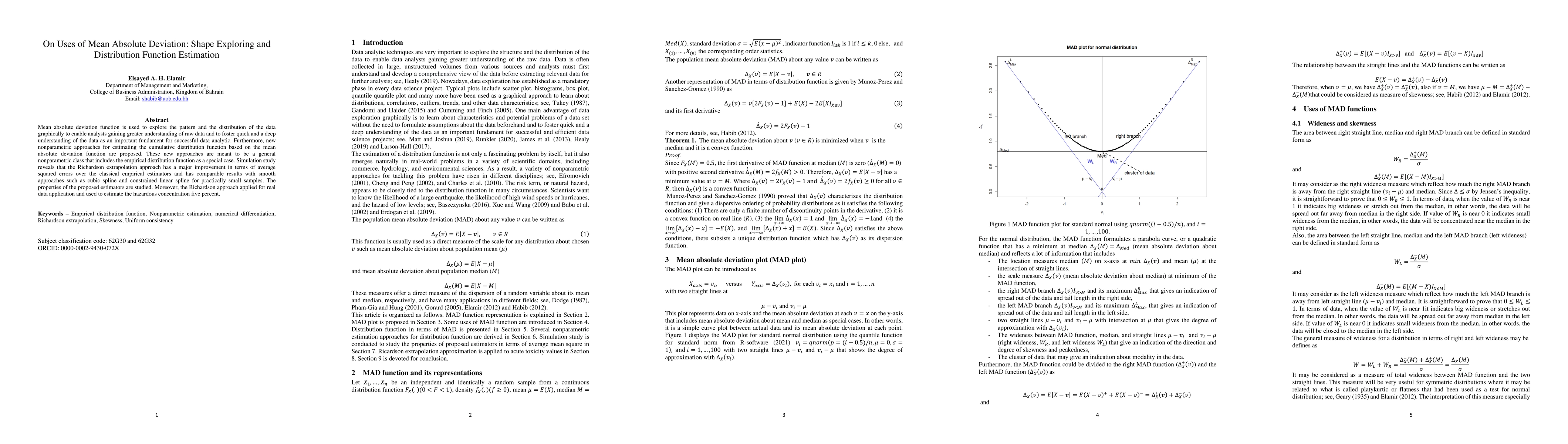 Thumbnail for On Uses of Mean Absolute Deviation: Shape Exploring and Distribution
  Function Estimation