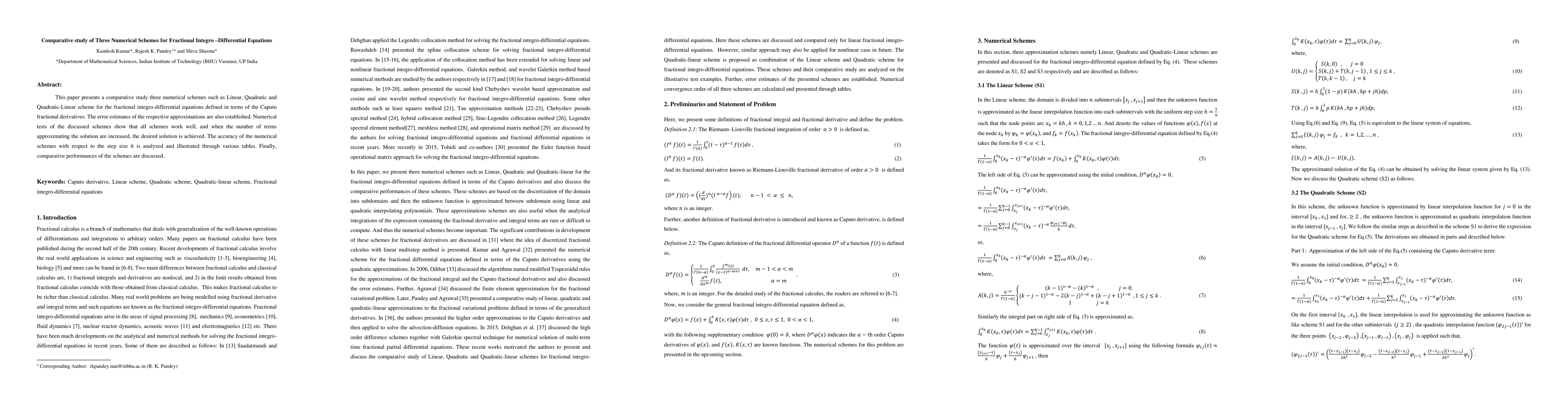 Thumbnail for Comparative study of Three Numerical Schemes for Fractional Integro
  differential Equations