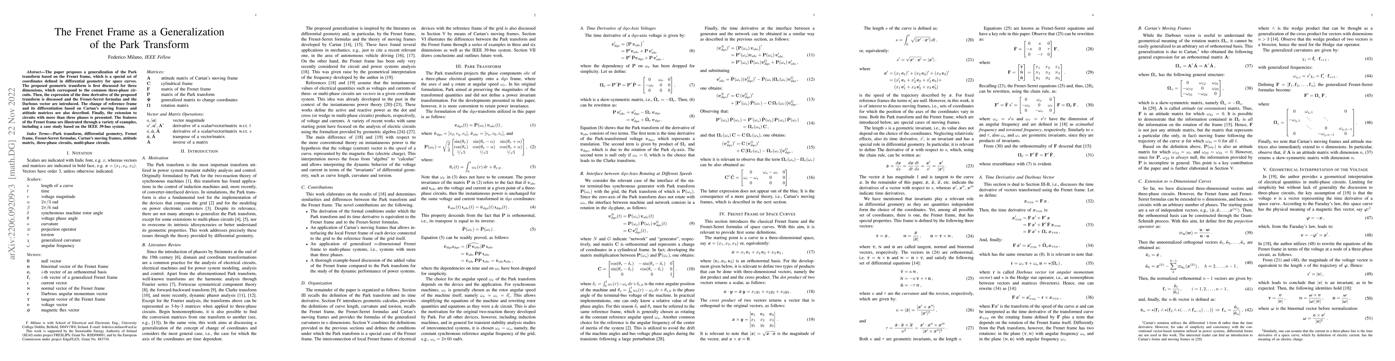 Thumbnail for The Frenet Frame as a Generalization of the Park Transform
