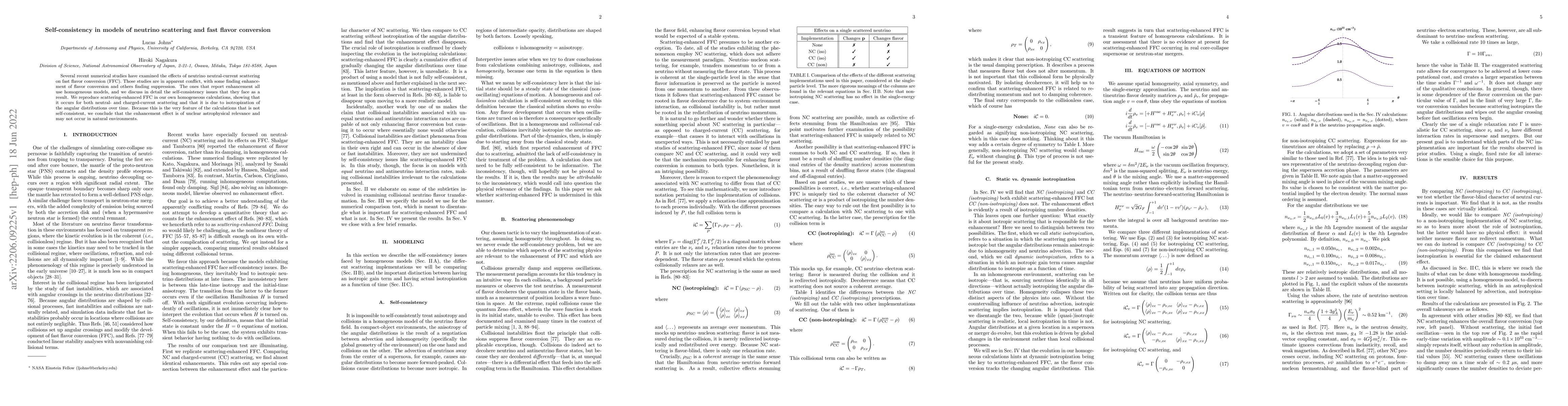 Thumbnail for Self-consistency in models of neutrino scattering and fast flavor
  conversion