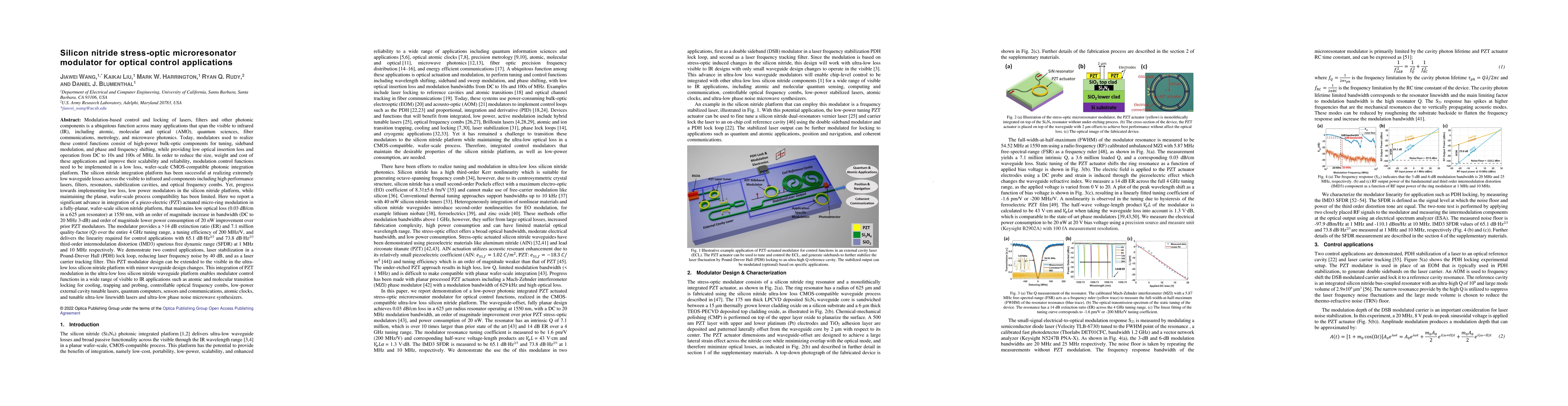 Thumbnail for Silicon nitride stress-optic microresonator modulator for optical
  control applications