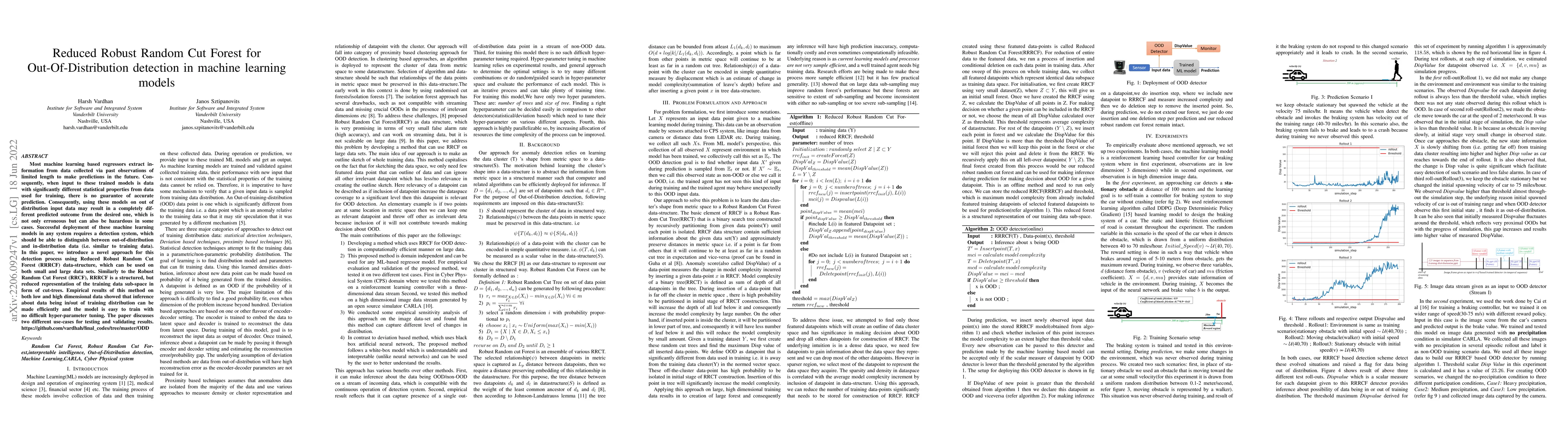 Thumbnail for Reduced Robust Random Cut Forest for Out-Of-Distribution detection in
  machine learning models
