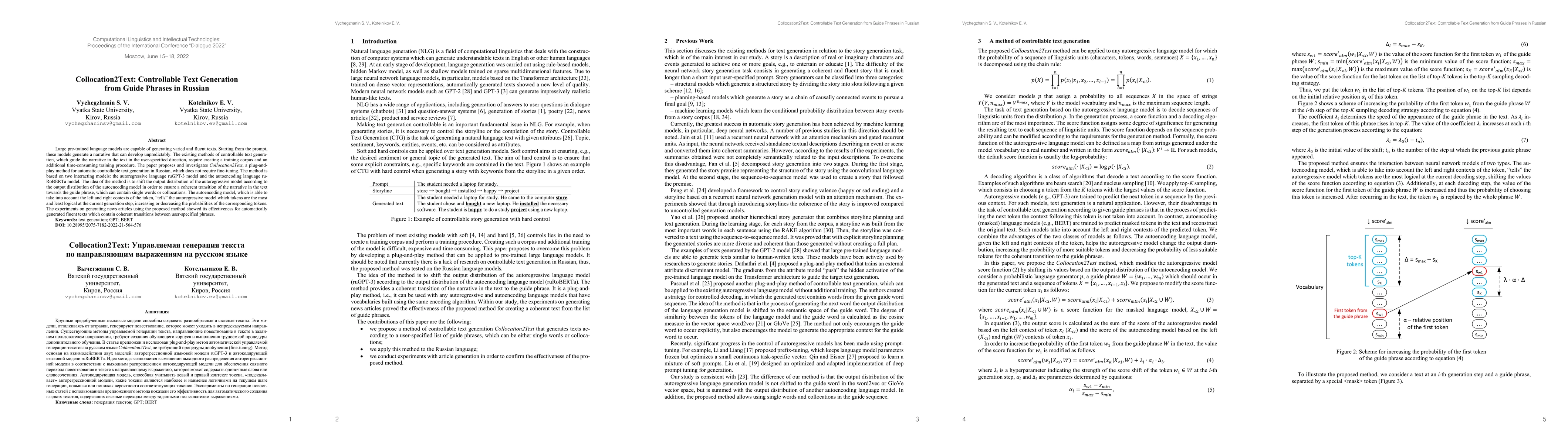 Thumbnail for Collocation2Text: Controllable Text Generation from Guide Phrases in
  Russian