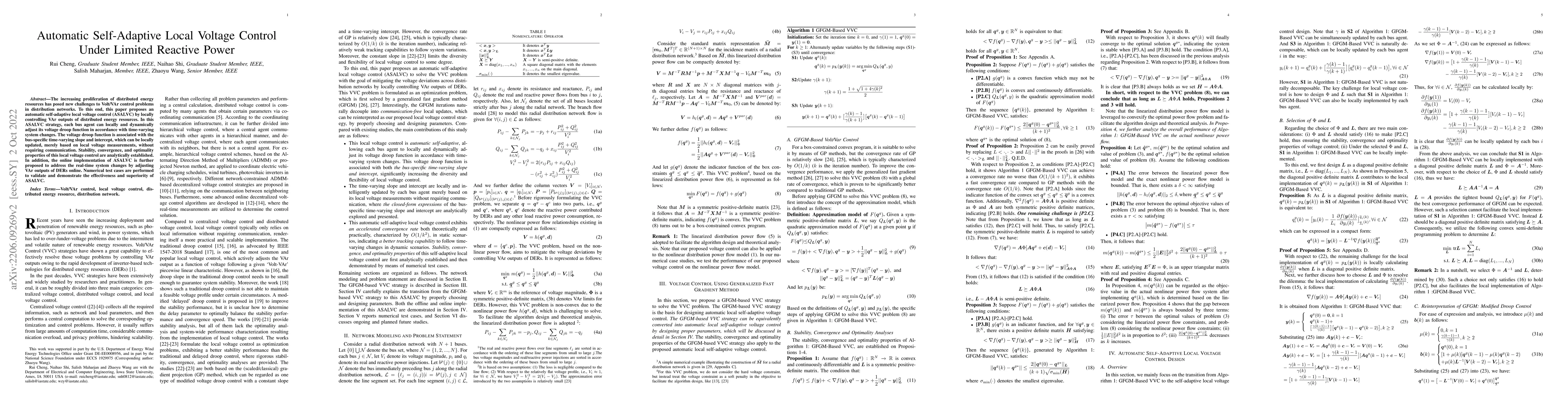 Thumbnail for Automatic Self-Adaptive Local Voltage Control Under Limited Reactive
  Power