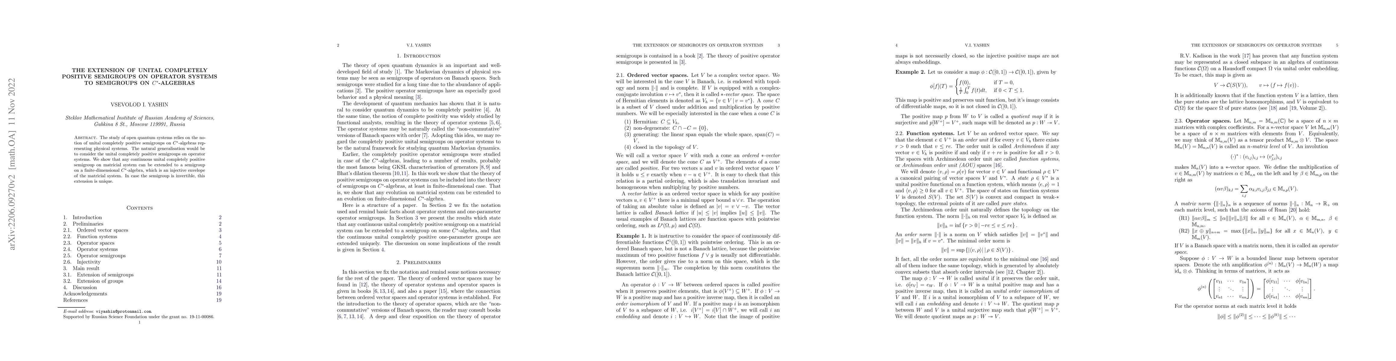Thumbnail for The Extension of Unital Completely Positive Semigroups on Operator
  Systems to Semigroups on $C^*$-algebras