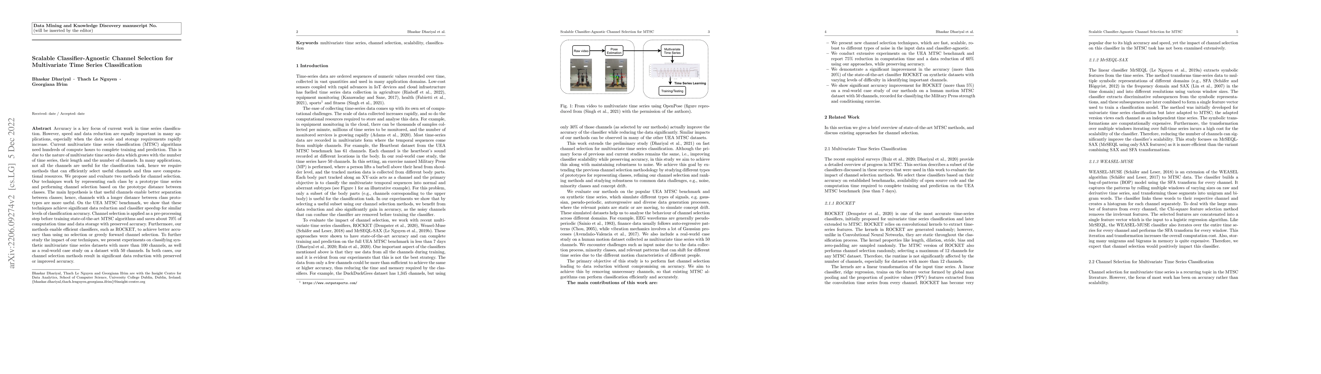 Thumbnail for Scalable Classifier-Agnostic Channel Selection for Multivariate Time
  Series Classification