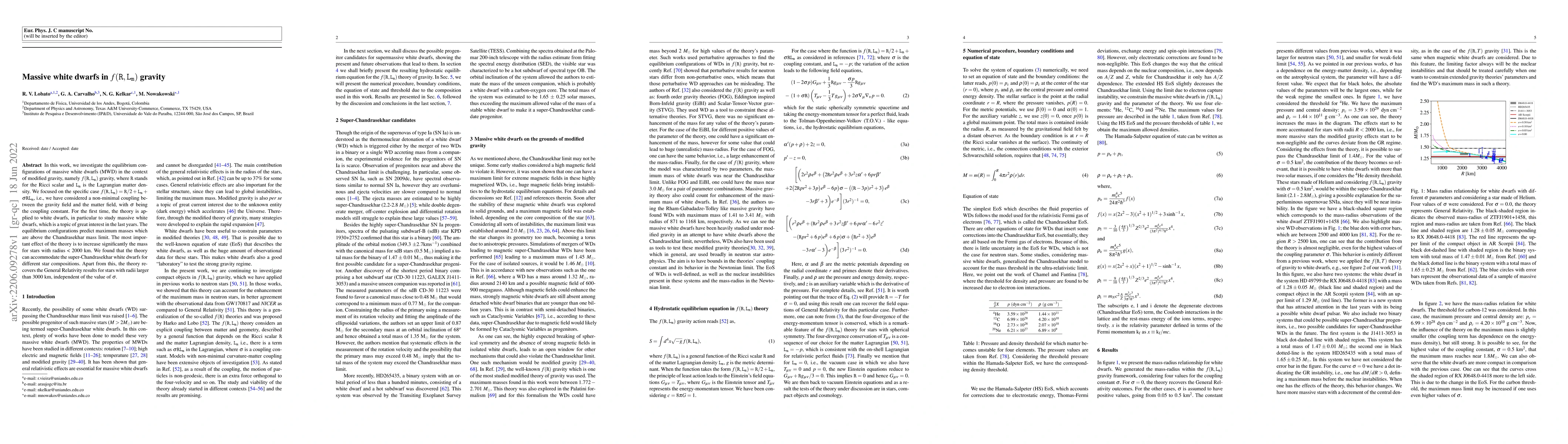 Thumbnail for Massive white dwarfs in $f(R,L_m)$ gravity