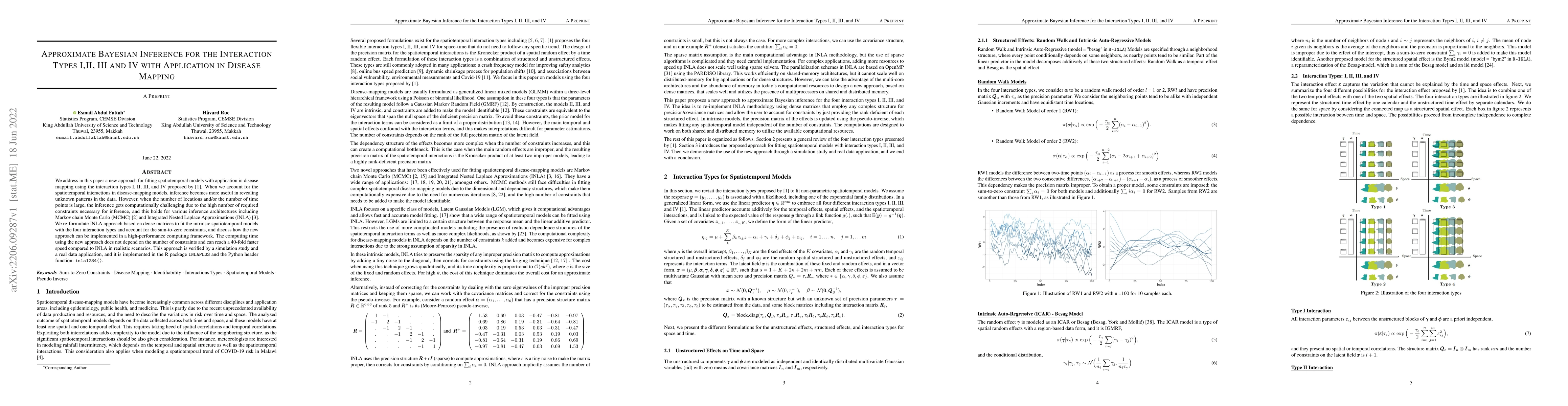 Thumbnail for Approximate Bayesian Inference for the Interaction Types 1, 2, 3 and 4
  with Application in Disease Mapping