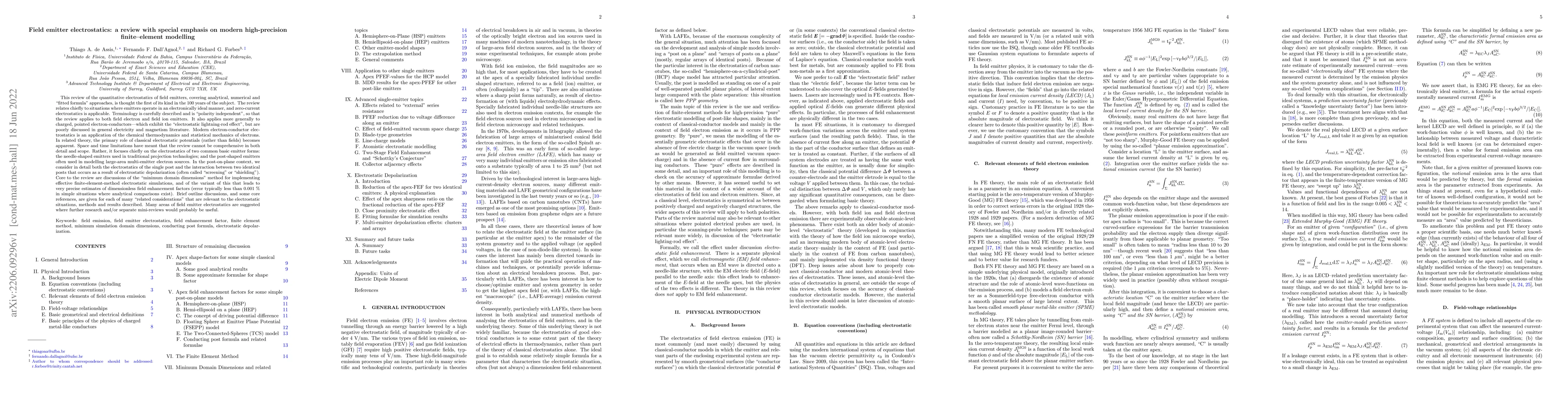 Thumbnail for Field emitter electrostatics: a review with special emphasis on modern
  high-precision finite-element modelling
