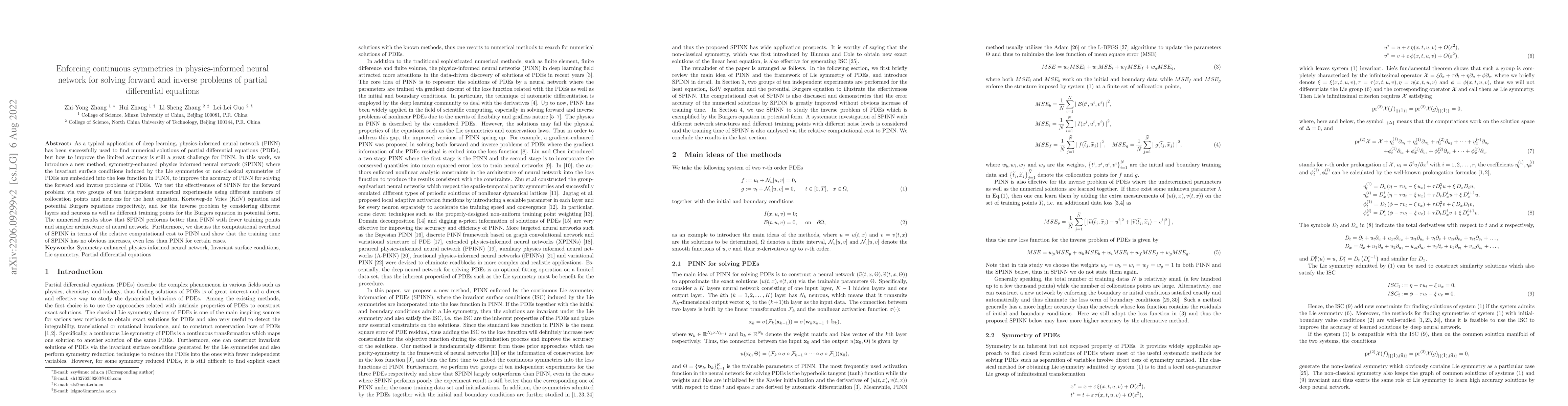 Thumbnail for Enforcing continuous symmetries in physics-informed neural network for
  solving forward and inverse problems of partial differential equations