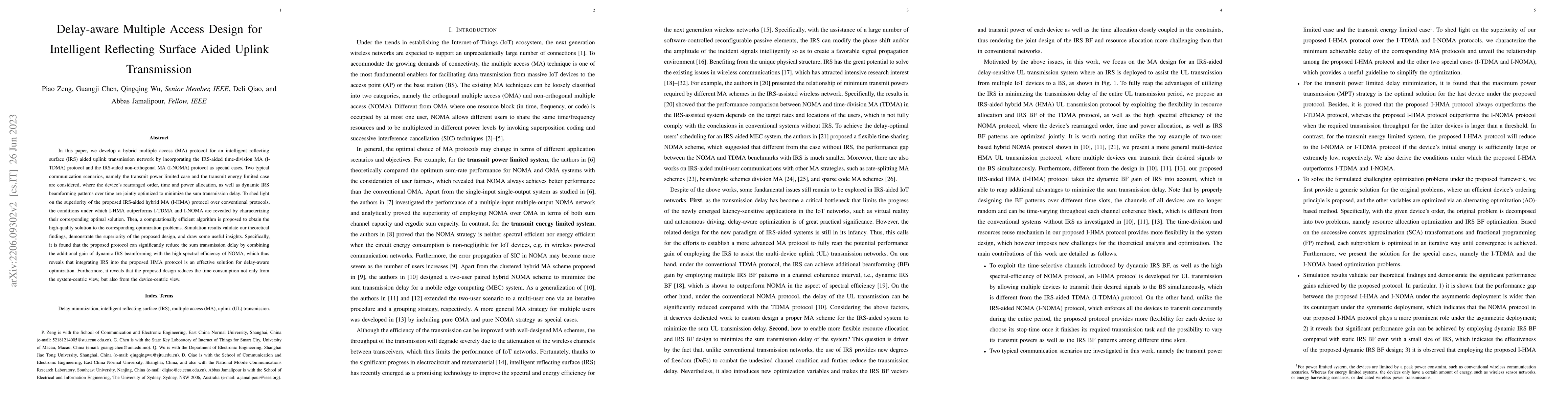 Thumbnail for Delay-aware Multiple Access Design for Intelligent Reflecting Surface
  Aided Uplink Transmission