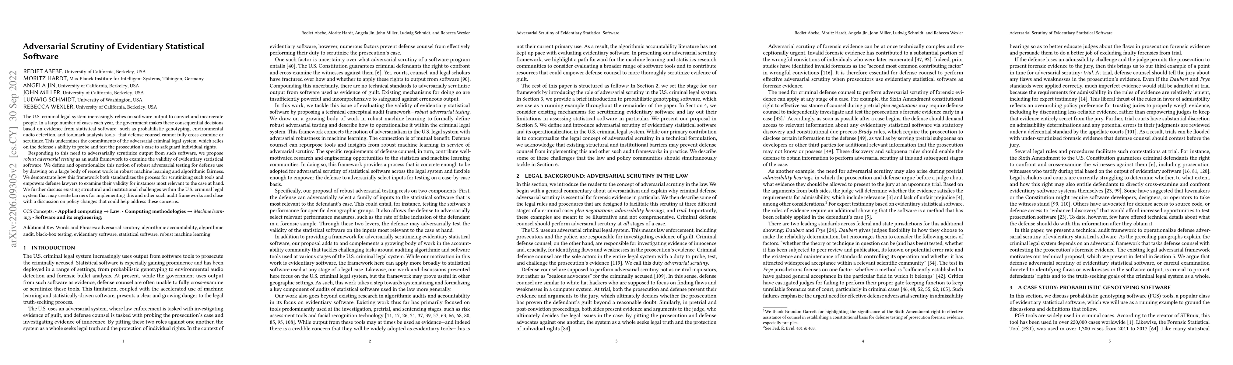Thumbnail for Adversarial Scrutiny of Evidentiary Statistical Software
