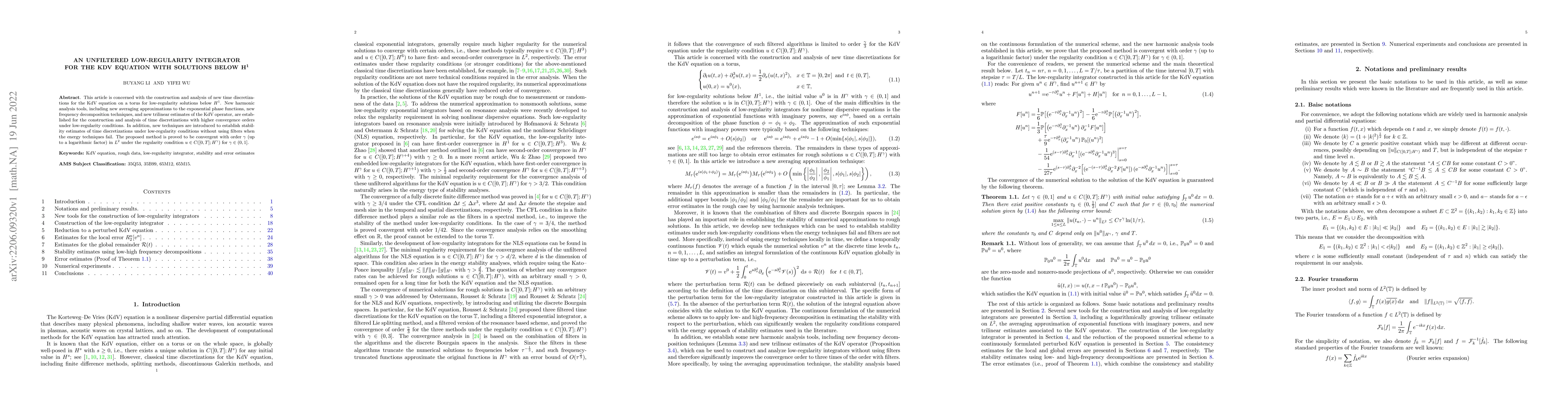 Thumbnail for An unfiltered low-regularity integrator for the KdV equation with
  solutions below ${\bf H^1}$