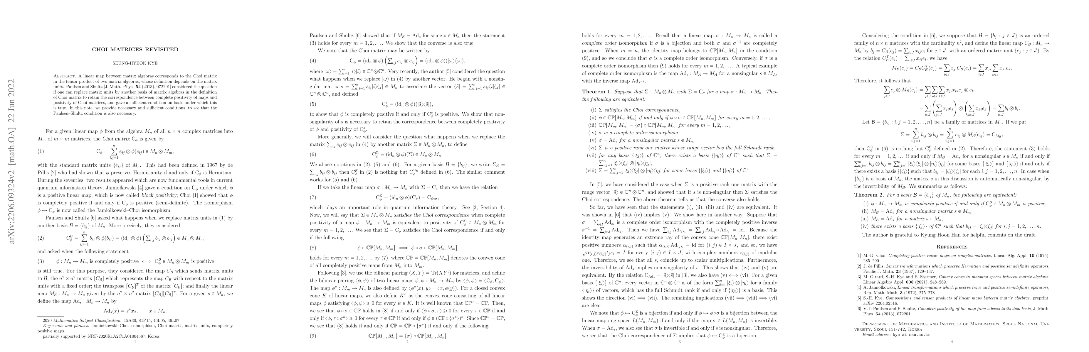 Thumbnail for Choi matrices revisited