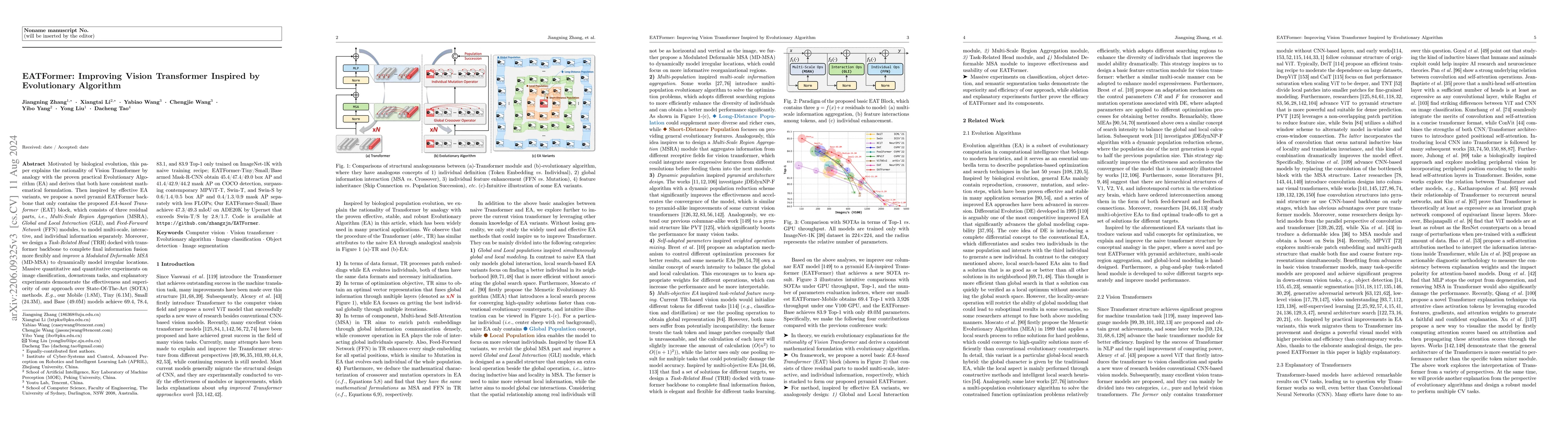 Thumbnail for EATFormer: Improving Vision Transformer Inspired by Evolutionary
  Algorithm