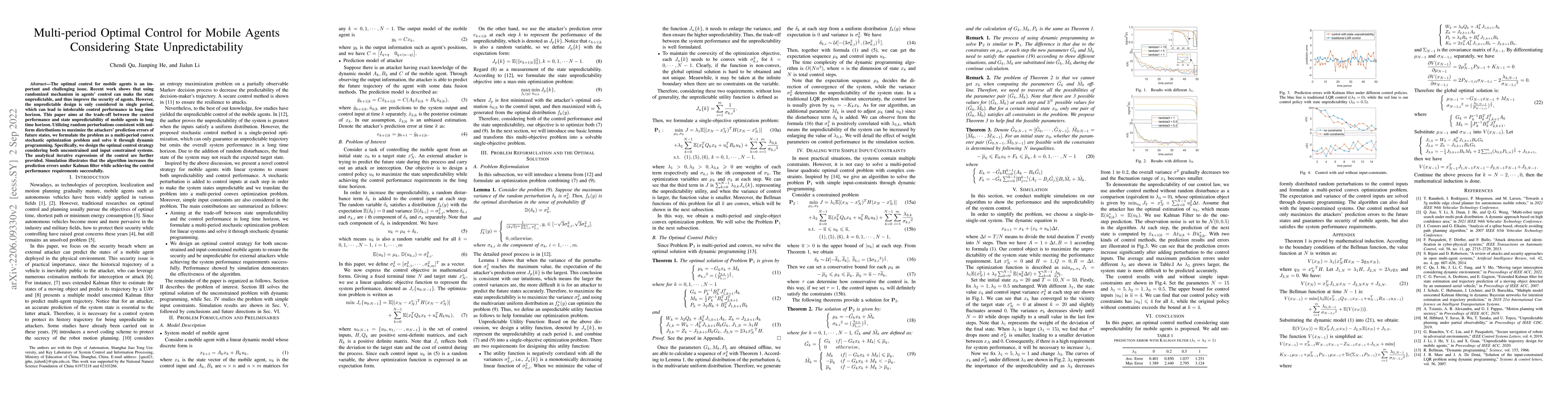 Thumbnail for Multi-period Optimal Control for Mobile Agents Considering State
  Unpredictability