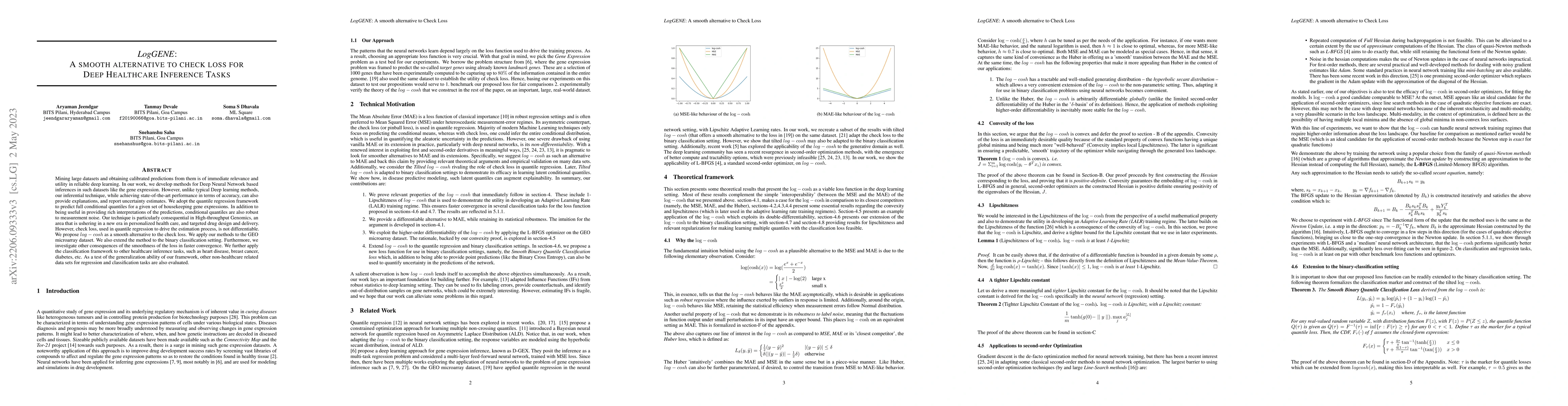 Thumbnail for LogGENE: A smooth alternative to check loss for Deep Healthcare
  Inference Tasks