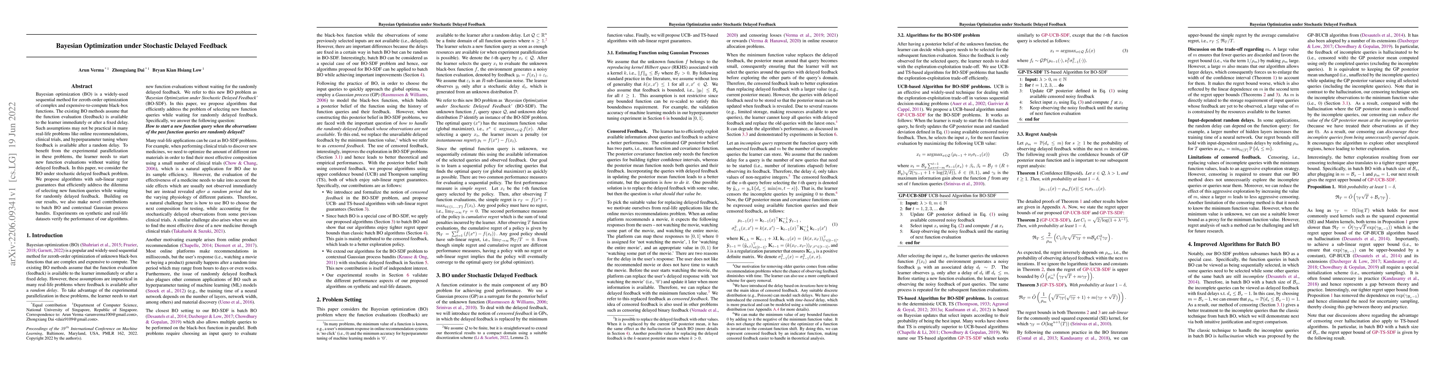 Thumbnail for Bayesian Optimization under Stochastic Delayed Feedback
