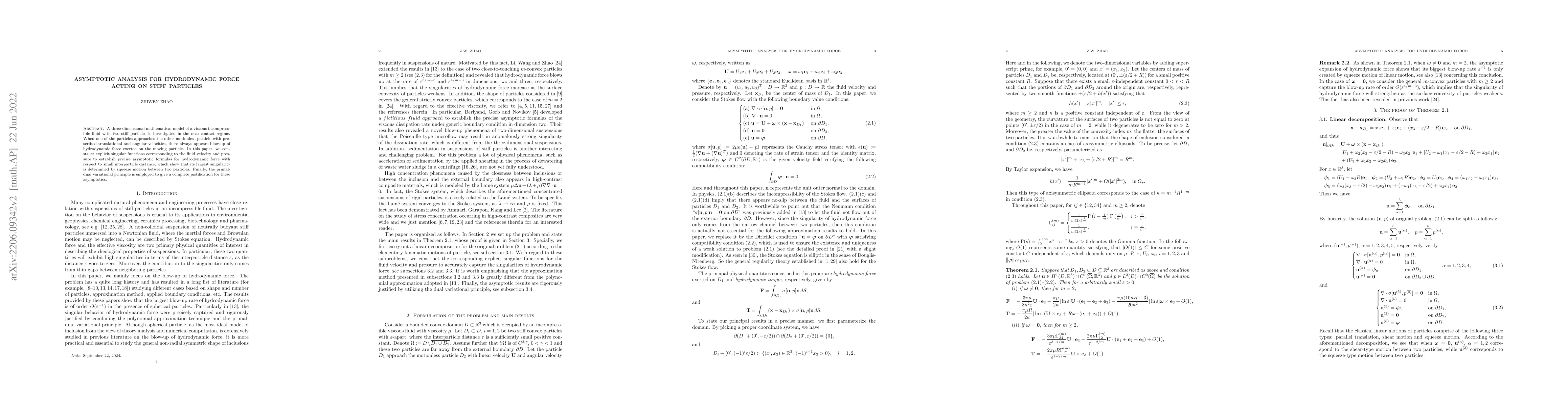 Thumbnail for Asymptotic analysis for hydrodynamic force acting on stiff particles