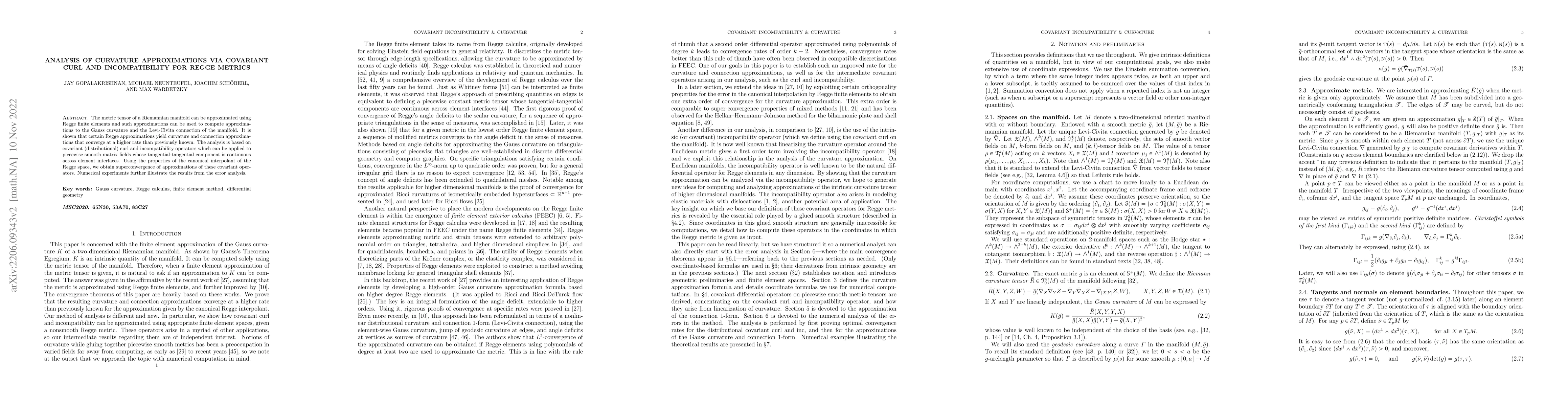 Thumbnail for Analysis of curvature approximations via covariant curl and
  incompatibility for Regge metrics