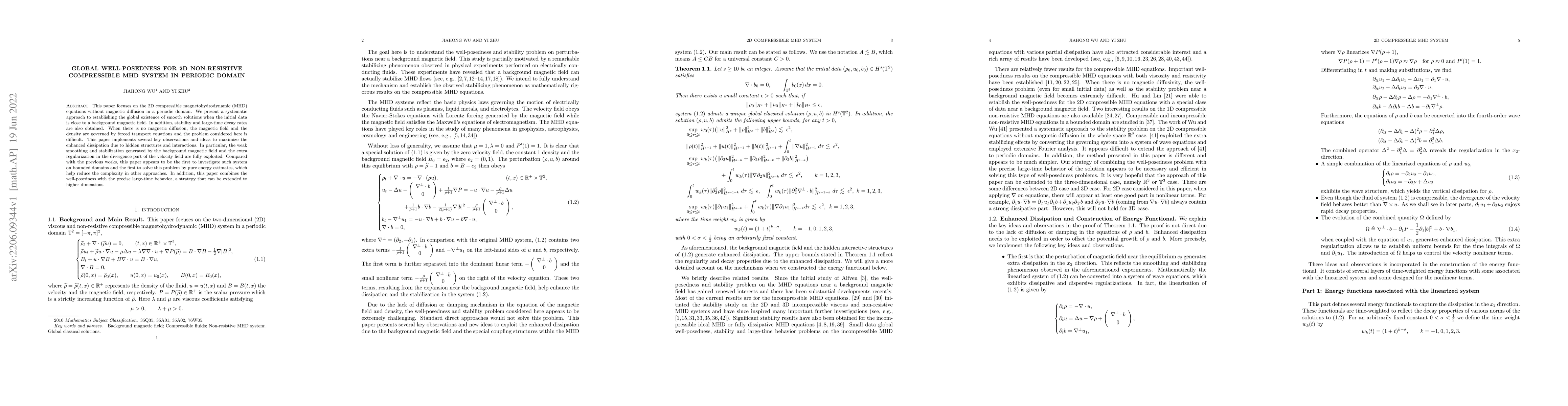 Thumbnail for Global well-posedness for 2D non-resistive compressible MHD system in
  periodic domain