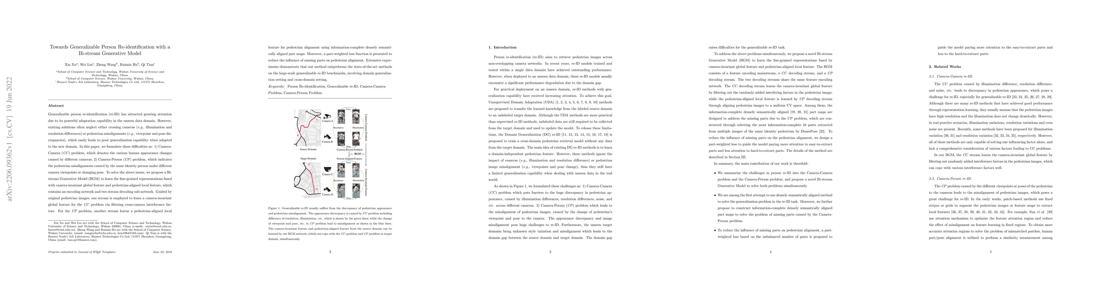 Thumbnail for Towards Generalizable Person Re-identification with a Bi-stream
  Generative Model