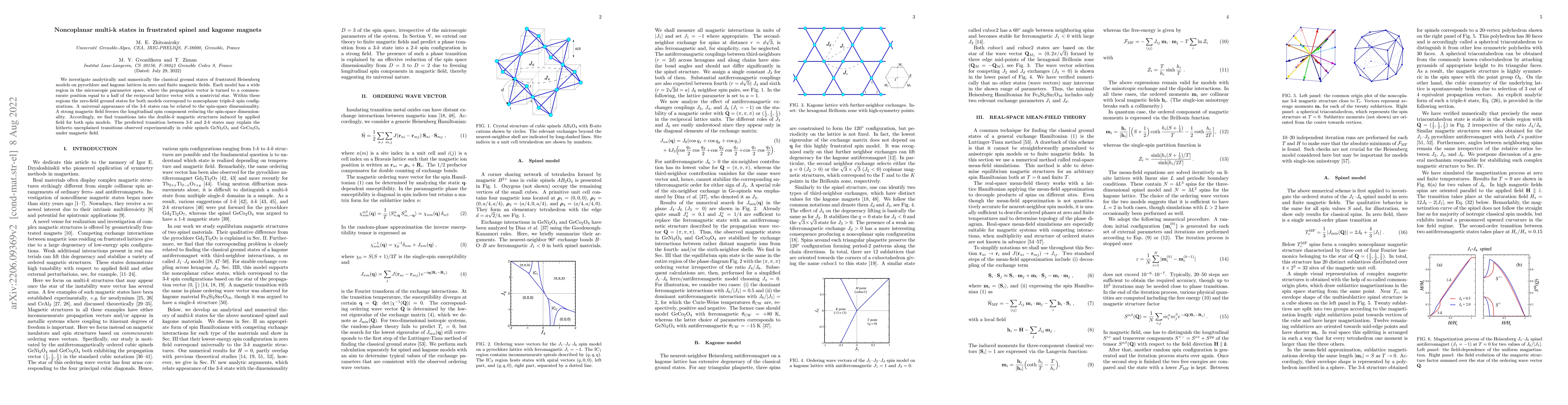 Thumbnail for Noncoplanar multi-k states in frustrated spinel and kagome magnets