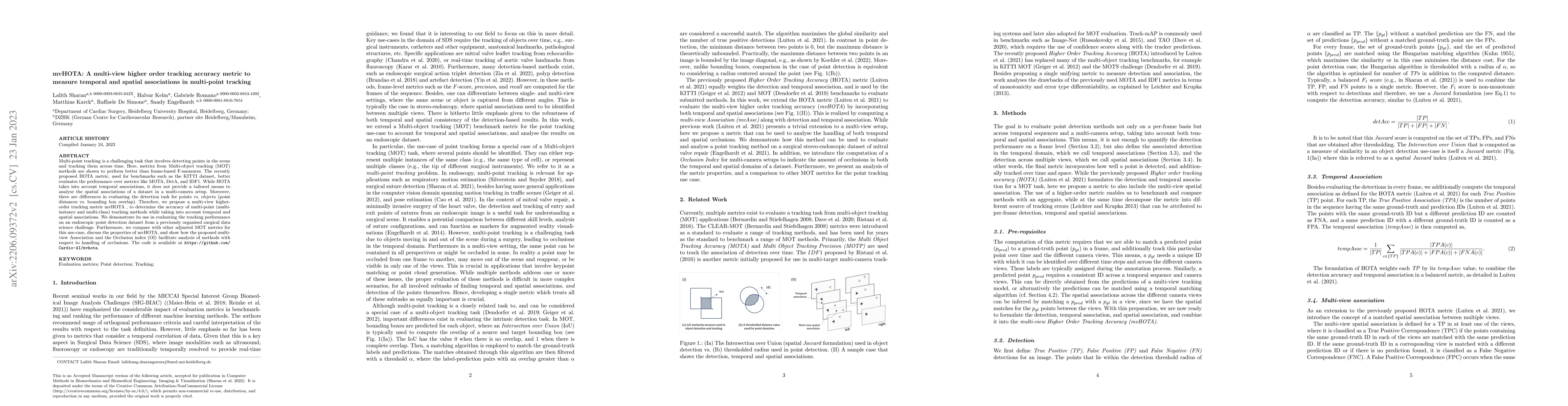 Thumbnail for mvHOTA: A multi-view higher order tracking accuracy metric to measure
  spatial and temporal associations in multi-point detection