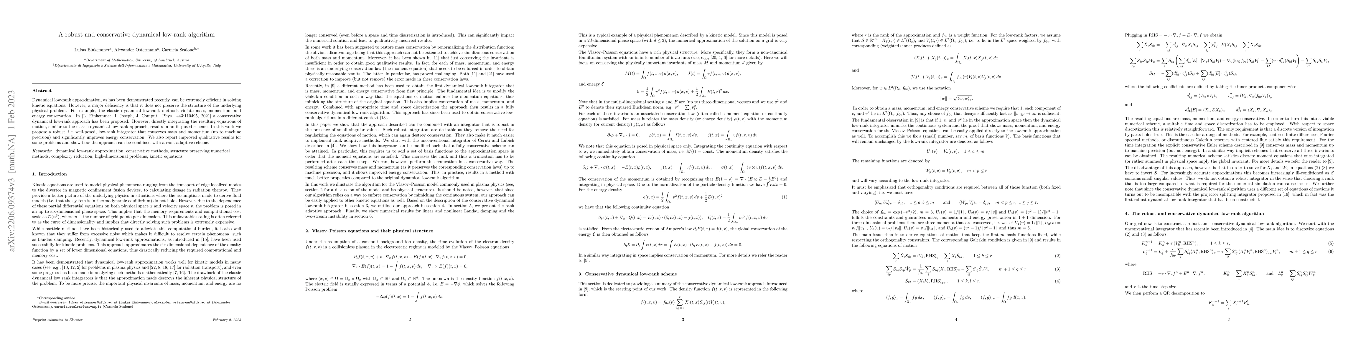 Thumbnail for A robust and conservative dynamical low-rank algorithm