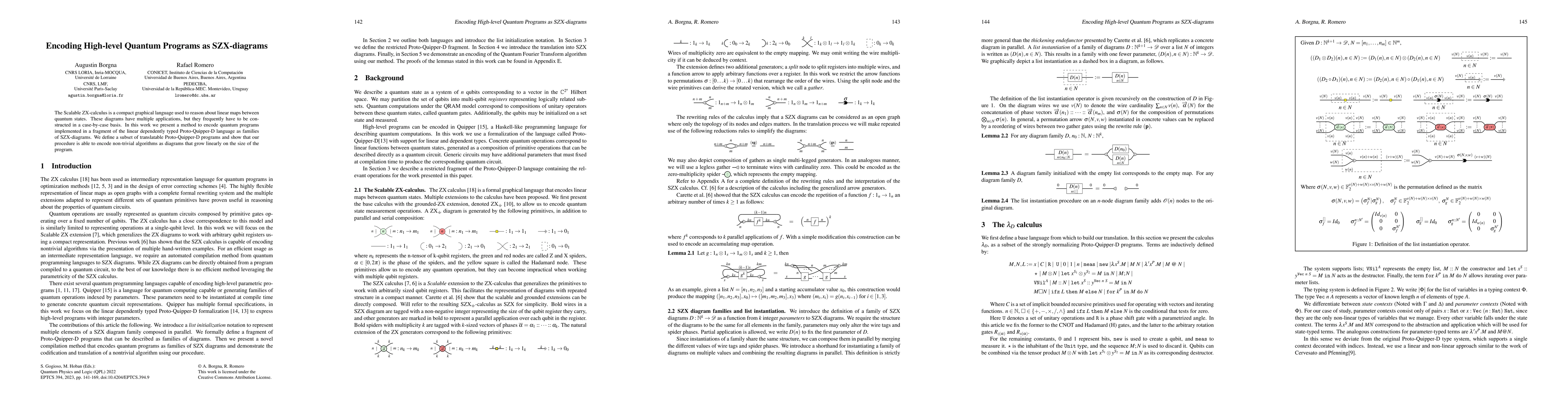 Thumbnail for Encoding High-level Quantum Programs as SZX-diagrams