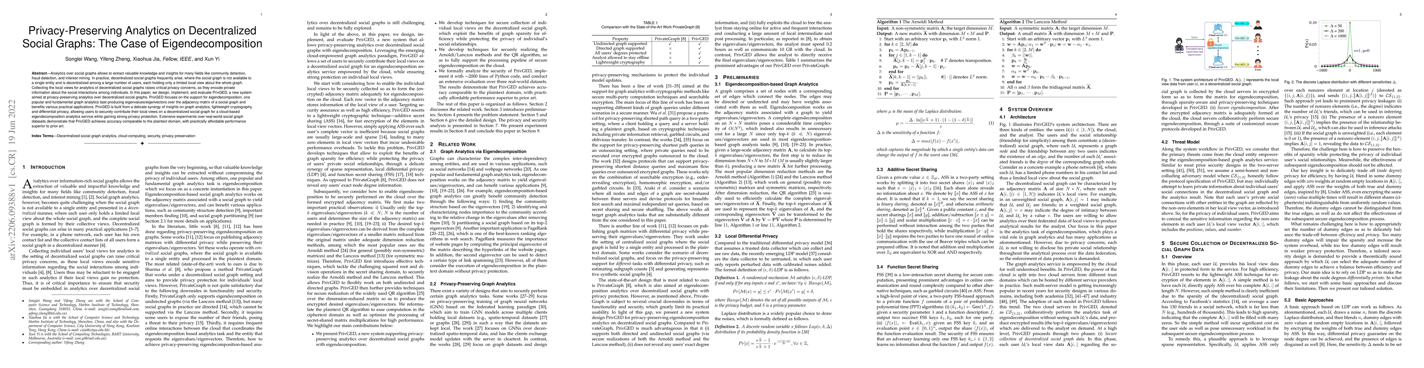 Thumbnail for Privacy-Preserving Analytics on Decentralized Social Graphs: The Case of
  Eigendecomposition