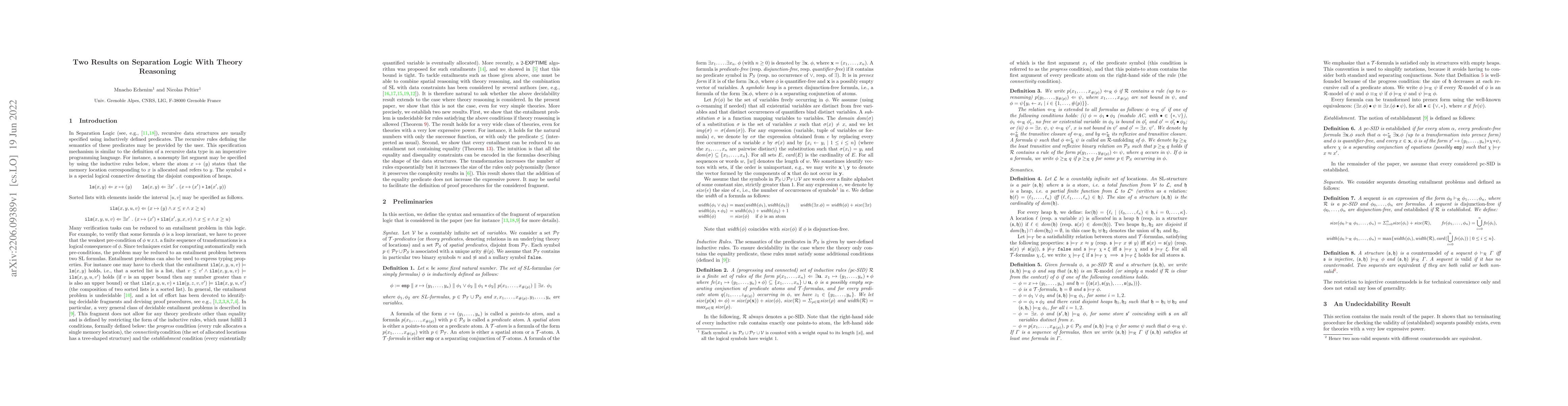 Thumbnail for Two Results on Separation Logic With Theory Reasoning