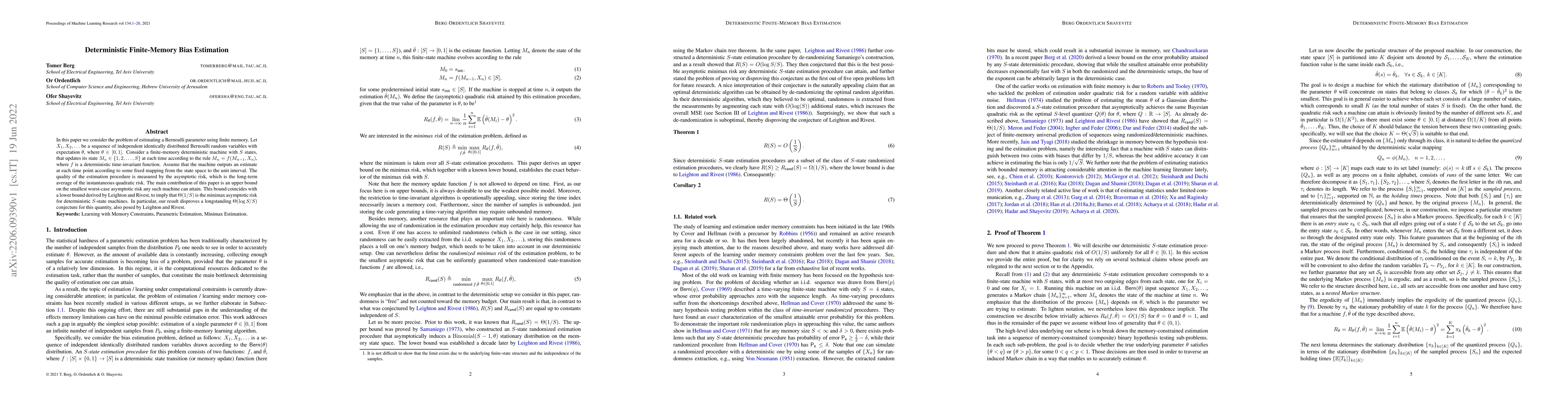 Thumbnail for Deterministic Finite-Memory Bias Estimation